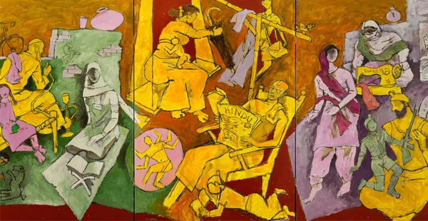 *Modern_India_(India_Series_Paintings)*-_M.F._Husain's_Painting,_Unframed_Canvas_Print,_Wall_Decor,_Multicolour