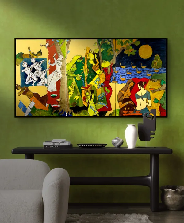 Festivals-_India_Series_Painting_by_M.F._Husain,_Unframed_Canvas_Print,_Wall_Decor,_Multicolour
