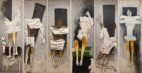 *Mahatma's_Story_(India_Series_Paintings)*-_M.F._Husain's_Painting,_Unframed_Canvas_Print,_Wall_Decor,_Multicolour