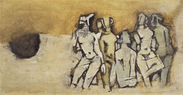 *The_Community_(India_Series_Paintings)*-_M.F._Husain's_Painting,_Unframed_Canvas_Print,_Wall_Decor,_Multicolour