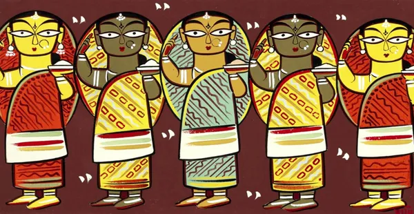 Five_Women,_A_Painting_by_Jamini_Roy,_Unframed_Canvas_Print,_Multicolor