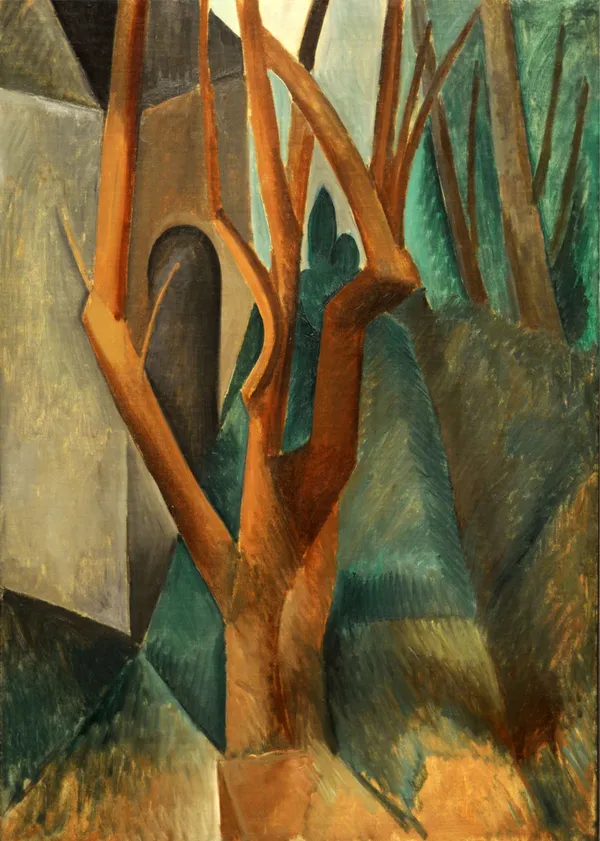 *The_Street_of_the_Woods*_(1908),_A_Painting_by_Picasso,_Unframed_Canvas_Print,_Multicolor