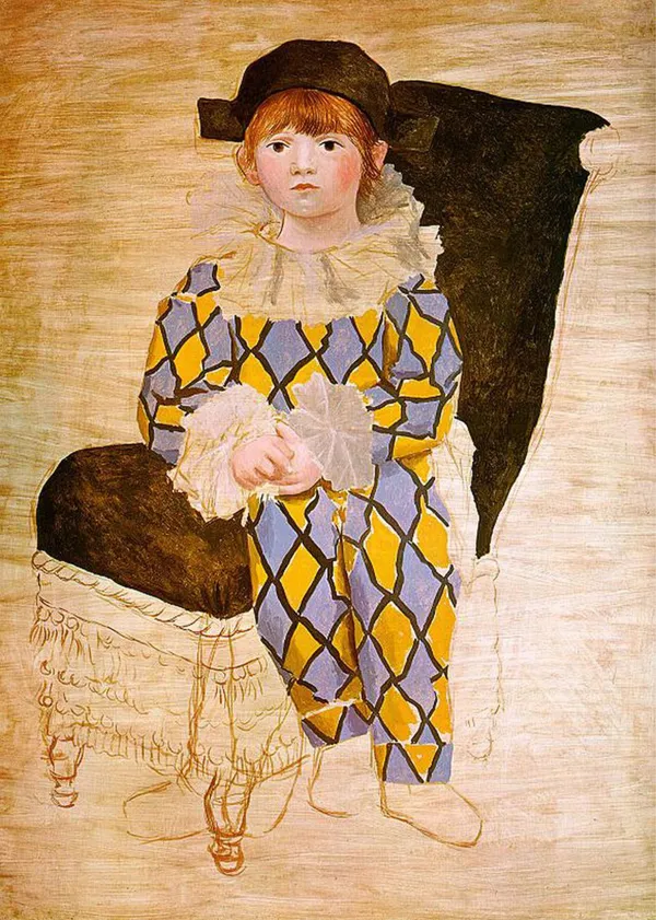 *Paul_in_a_Clown_Suit*_(1924),_A_Painting_by_Picasso,_Unframed_Canvas_Print,_Multicolor