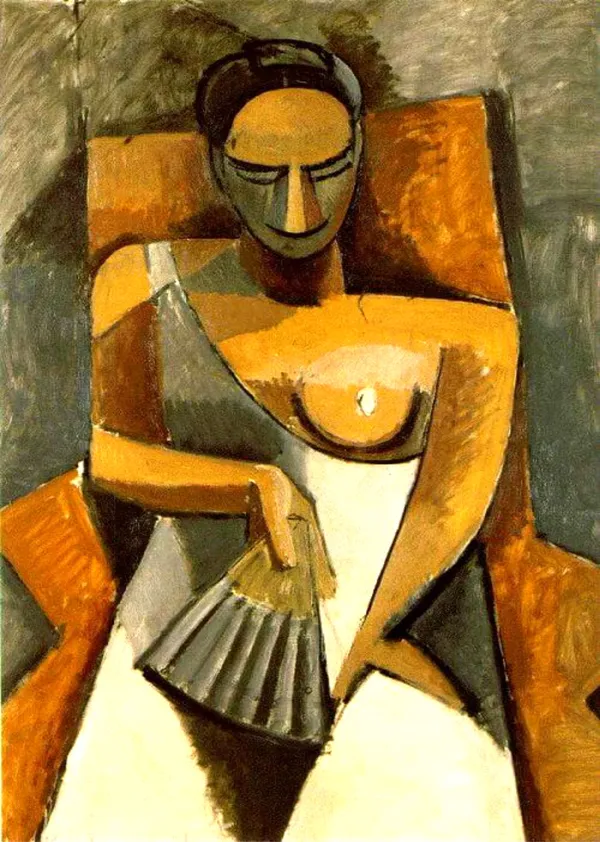 *Woman_with_a_Fan*_(1907),_A_Painting_by_Picasso,_Unframed_Canvas_Print,_Multicolor