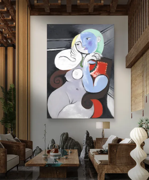 *Woman_in_a_Red_Armchair*_(1932),_A_Painting_by_Picasso,_Unframed_Canvas_Print,_Multicolor