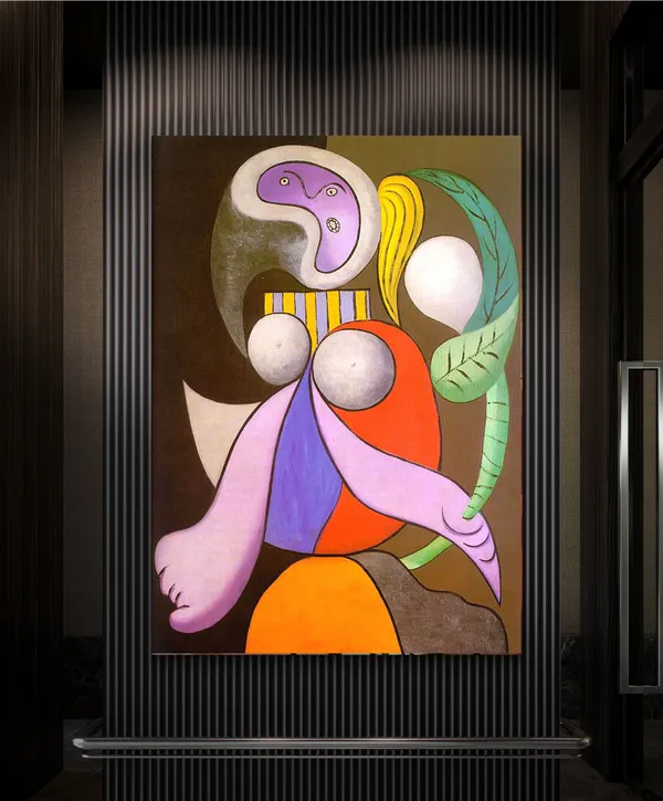 *Woman_with_a_Flower*_(1932),_A_Painting_by_Picasso,_Unframed_Canvas_Print,_Multicolor