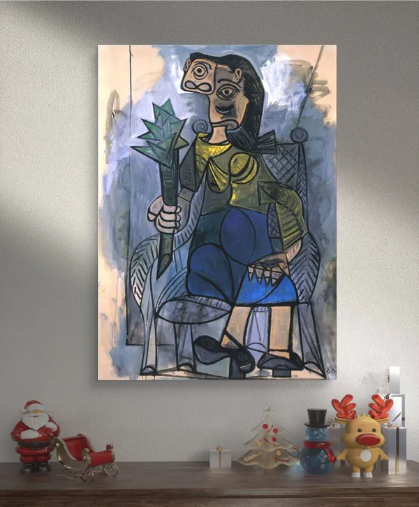 *Woman_with_Artichoke*_(1941),_A_Painting_by_Picasso,_Unframed_Canvas_Print,_Multicolor