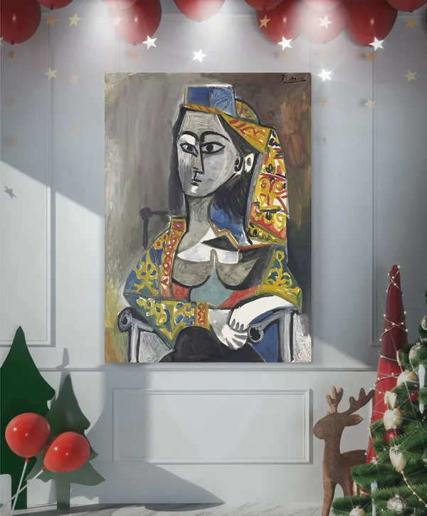 Woman_in_a_Chair_(1955),_A_Painting_by_Picasso,_Unframed_Canvas_Print,_Multicolor