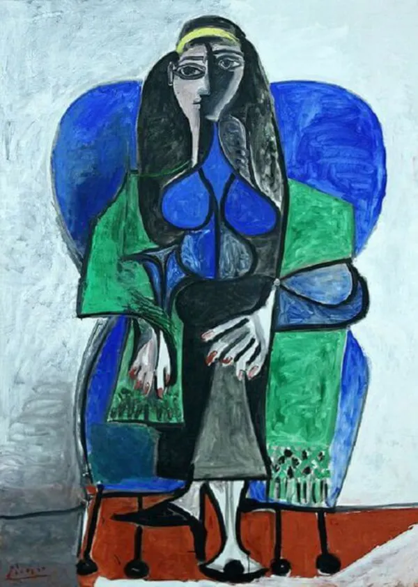 *Woman_with_Green_Shawl*_(1960),_A_Painting_by_Picasso,_Unframed_Canvas_Print,_Multicolor
