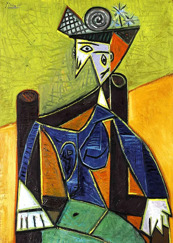 *Woman_Sitting_in_Armchair*_(1920),_A_Painting_by_Picasso,_Unframed_Canvas_Print,_Multicolor