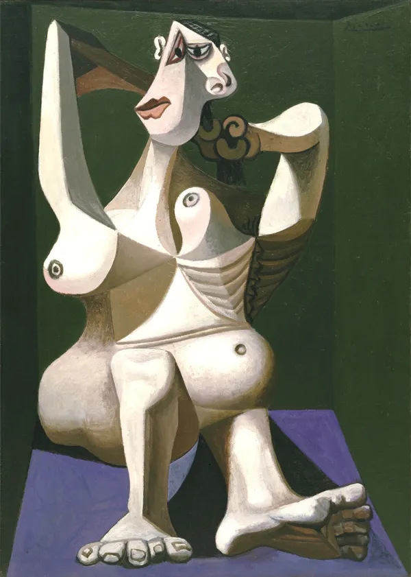 *Woman_Dressing_Her_Hair*_(1940),_A_Painting_by_Picasso,_Unframed_Canvas_Print,_Multicolor
