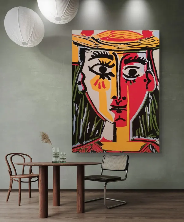 *Head_of_a_Woman_in_a_Hat*_(1962),_A_Painting_by_Picasso,_Unframed_Canvas_Print,_Multicolor