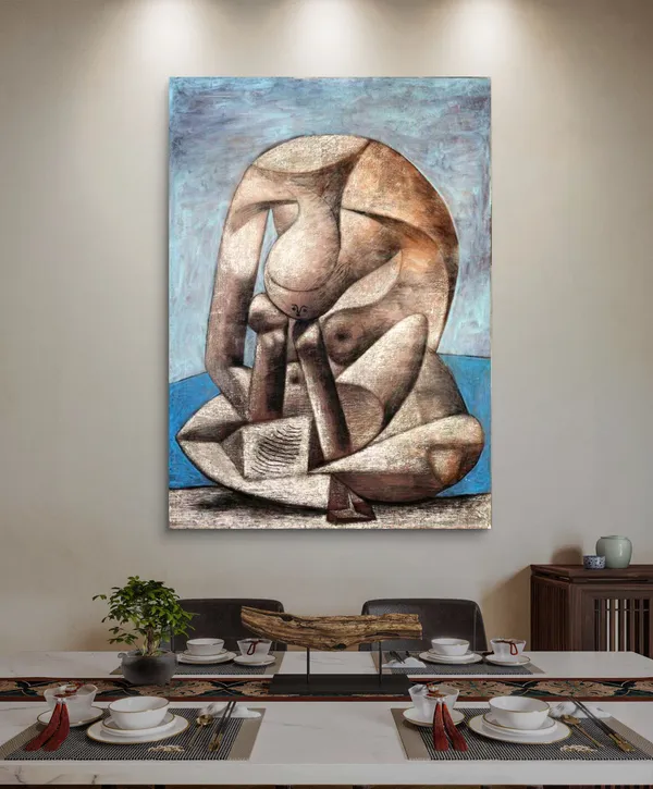*Woman_with_a_Book*_(1937),_A_Painting_by_Picasso,_Unframed_Canvas_Print,_Multicolor