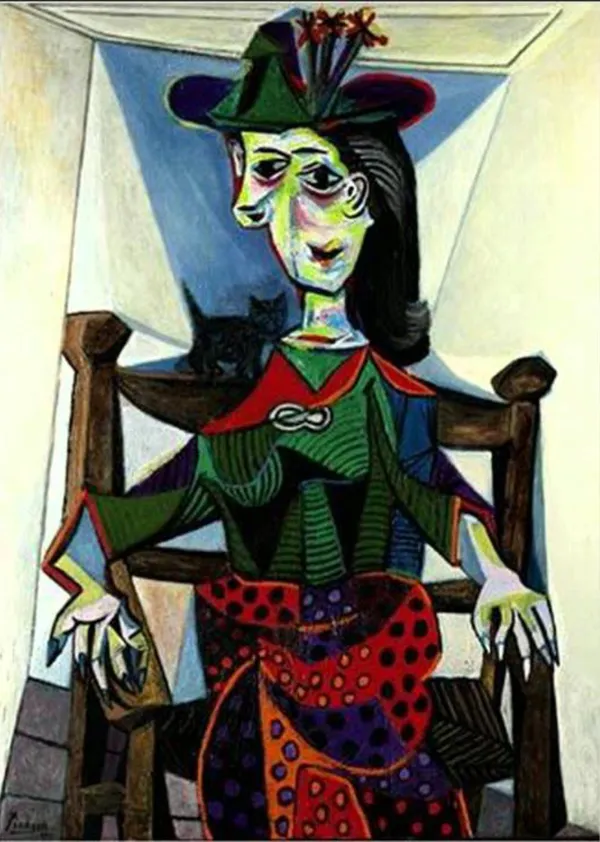 *Woman_with_Flowered_Hat*_(1941),_A_Painting_by_Picasso,_Unframed_Canvas_Print,_Multicolor
