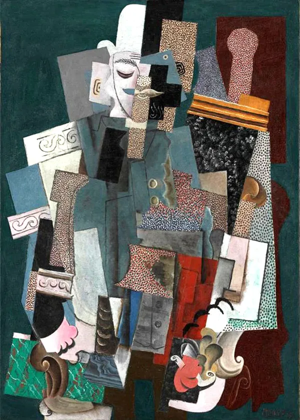 *Man_with_a_Pipe*_(1915),_A_Painting_by_Picasso,_Unframed_Canvas_Print,_Multicolor