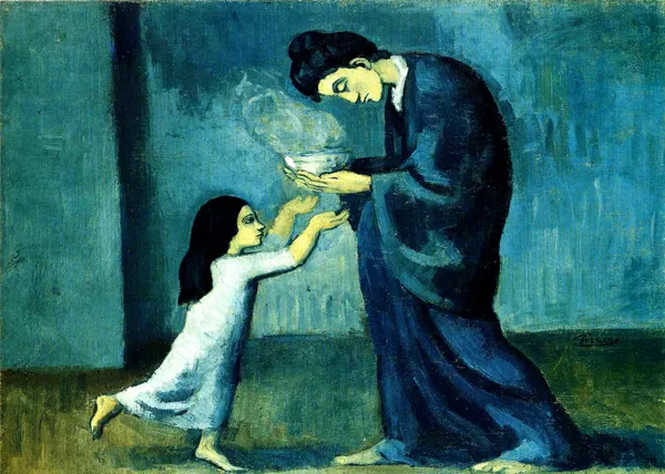 *The_Soup*_(1902),_A_Painting_by_Picasso,_Unframed_Canvas_Print,_Multicolor