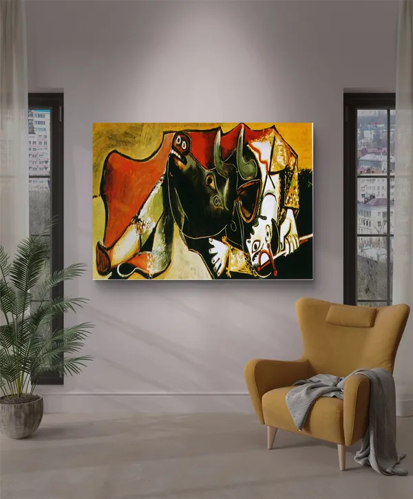 Bullfight_1,_A_Painting_by_Picasso,_Unframed_Canvas_Print,_Multicolor