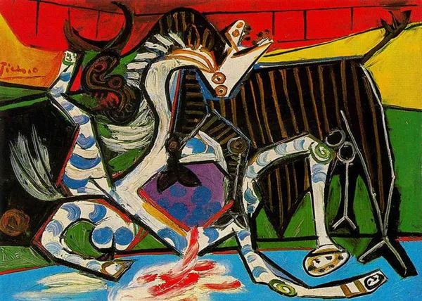 Bullfight_2,_A_Painting_by_Picasso,_Unframed_Canvas_Print,_Multicolor