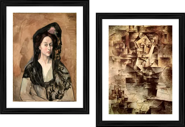 �Madame_Canals_&_the_Accordionist,_Paintings_by_Pablo_Picasso,_Framed,_Set_of_2,_Multicolor
