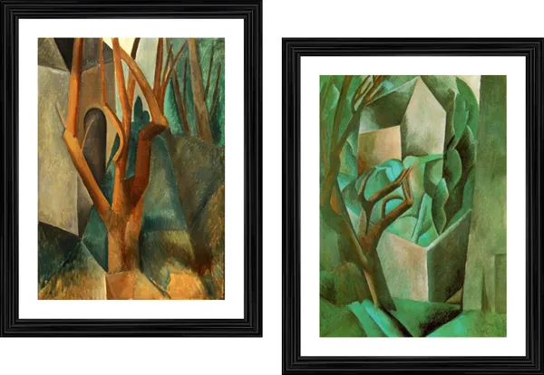 �The_Street_of_the_Woods_&_Garden_House,_Paintings_by_Pablo_Picasso,_Framed,_Set_of_2,_Multicolor