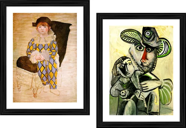 �Paul_in_A_Clown_Suit_&_Fatherhood_,_Paintings_by_Pablo_Picasso,_Framed,_Set_of_2,_Multicolor