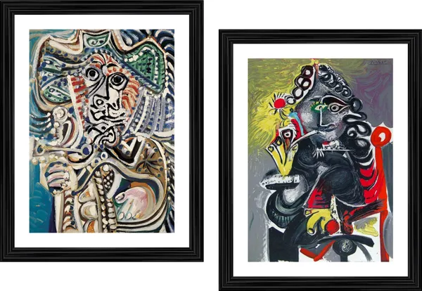 �Musketeer_with_Sword_&_The_Musketeer_,_Paintings_by_Pablo_Picasso,_Framed,_Set_of_2,_Multicolor