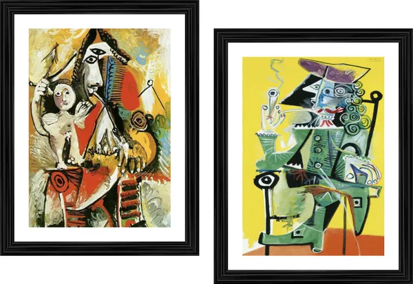 �Musketeer_and_Amor_&_Musketeer_,_Paintings_by_Pablo_Picasso,_Framed,_Set_of_2,_Multicolor