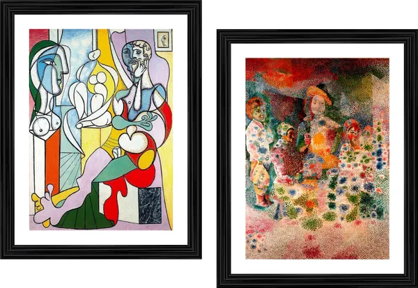 �The_Sculptor_&_The_Peasants_Repast,_Paintings_by_Pablo_Picasso,_Framed,_Set_of_2,_Multicolor