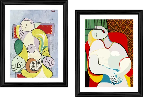 La_Lecture_(Reading)_&_Le_Rve_(The_Dream),_Paintings_by_Pablo_Picasso,_Framed,_Set_of_2,_,_Multicolor