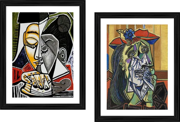 A_Reading_Woman_&_The_Weeping_Woman,_Paintings_by_Pablo_Picasso,_Framed,_Set_of_2,_,_Multicolor