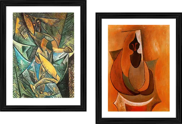 Dance_with_Veils_&_Cubist_Person,_Paintings_by_Pablo_Picasso,_Framed,_Set_of_2,_,_Multicolor