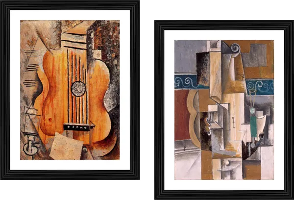 Guitar,_I_Love_Eva_&_Guitar_and_Violin,_Paintings_by_Pablo_Picasso,_Framed,_Set_of_2,_,_Multicolor