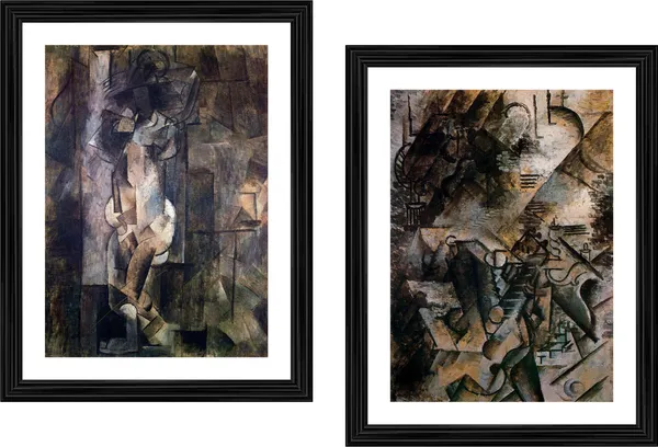 Woman_Figure_&_Woman_with_Guitar_and_Piano,_Paintings_by_Pablo_Picasso,_Framed,_Set_of_2,_,_Multicolor