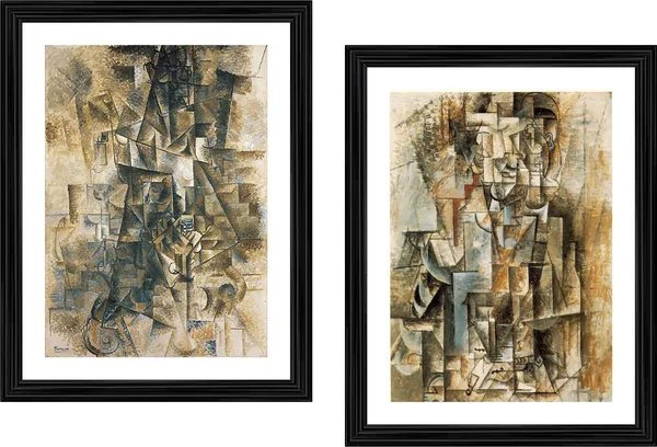 The_Piano_Accordionist_&_Man_with_A_Violin,_Paintings_by_Pablo_Picasso,_Framed,_Set_of_2,_,_Multicolor