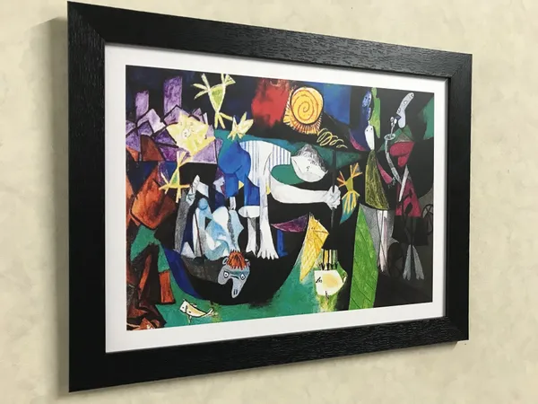Mediterranean_Landscape_&_Night_Fishing_at_Antibes,_Paintings_by_Pablo_Picasso,_Framed,_Set_of_2,_,_Multicolor