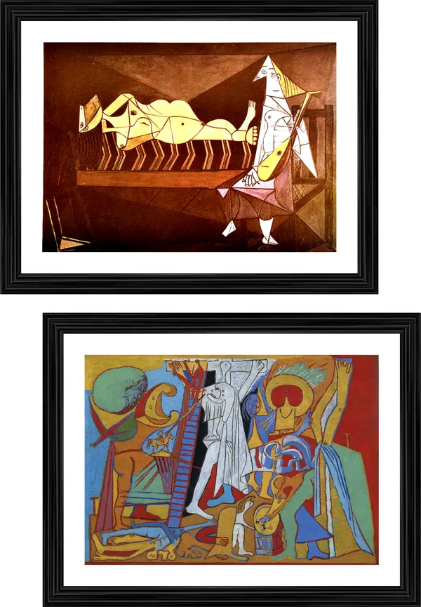 Aubade_&_Crucifixion,_Paintings_by_Pablo_Picasso,_Framed,_Set_of_2,_Multicolor