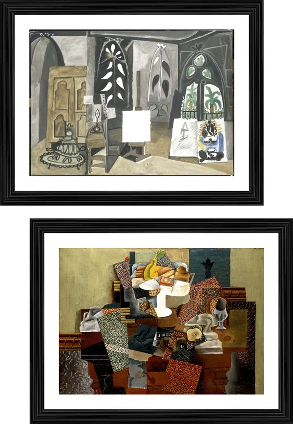 �Studio_at_La_Colifornie_&_A_Still_Life,_Paintings_by_Pablo_Picasso,_Framed,_Set_of_2,_Multicolor
