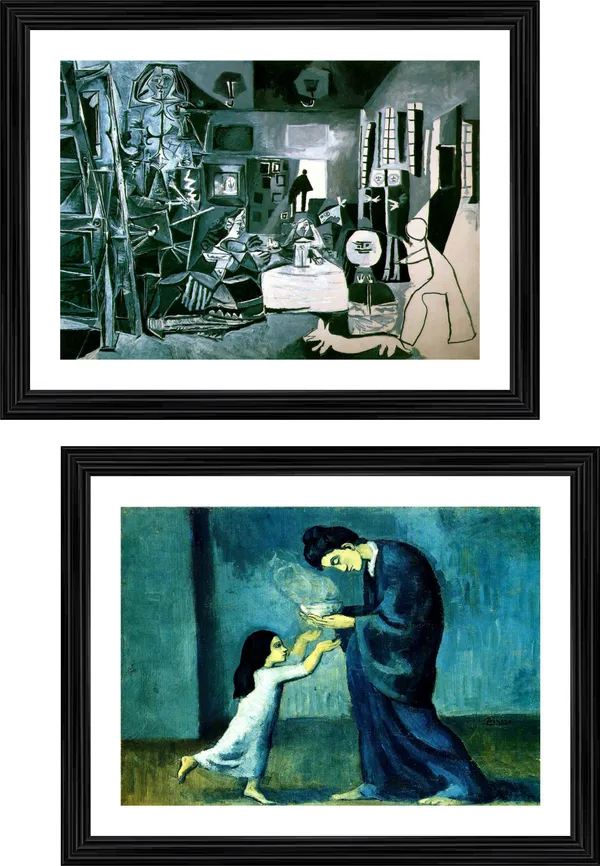 �The_Maids_of_Honour_&_the_Soup,_Paintings_by_Pablo_Picasso,_Framed,_Set_of_2,_Multicolor