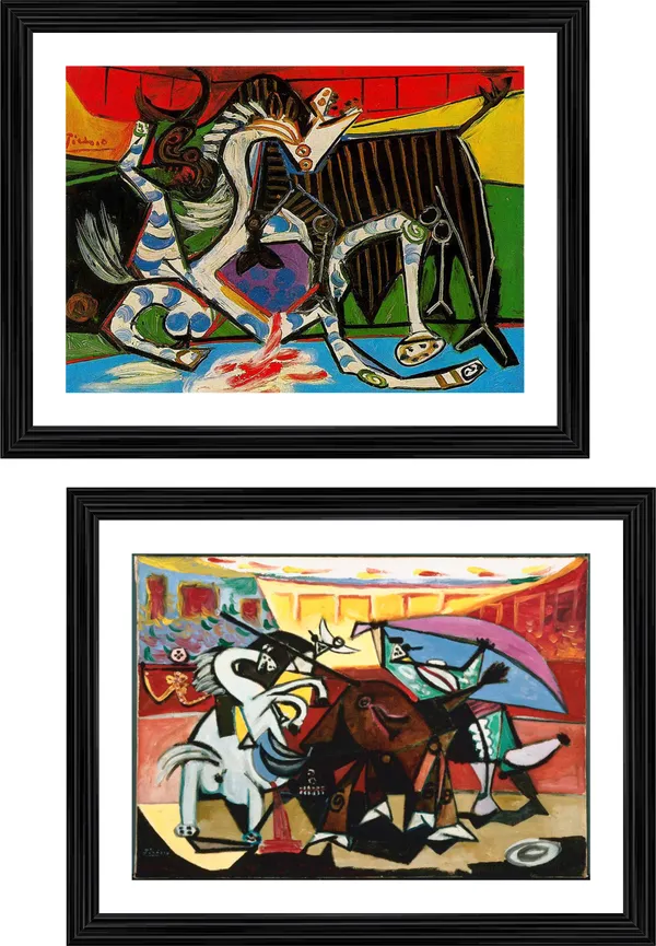 Pack_of_2�_Bullfight-_2_&_Bullfight-_3,_Paintings_by_Pablo_Picasso,_Framed,,_Multicolor