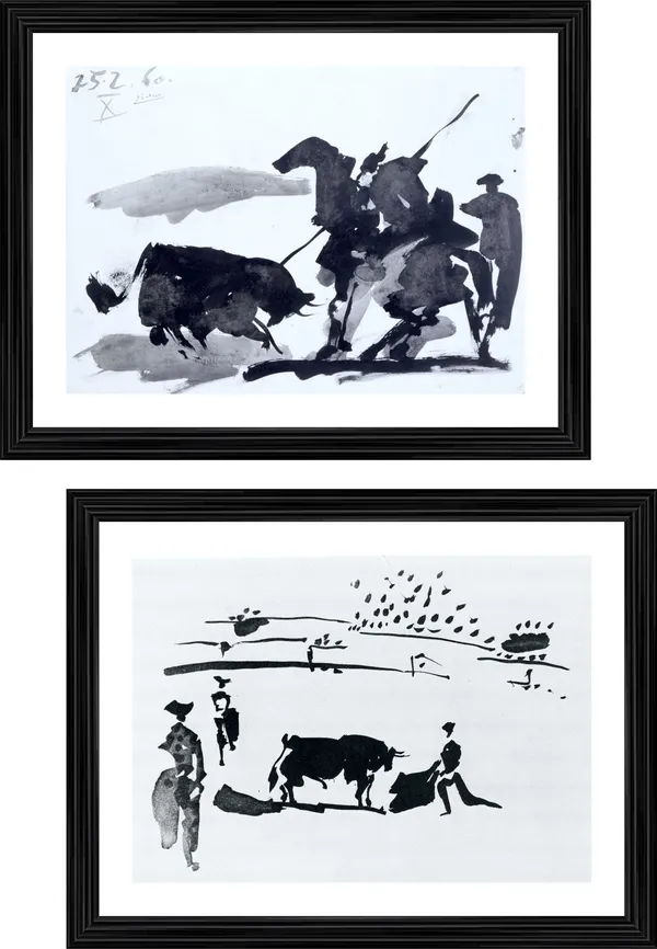 �Bullfight-_8_&_Bullfight-_9,_Paintings_by_Pablo_Picasso,_Framed,_Set_of_2,_Multicolor
