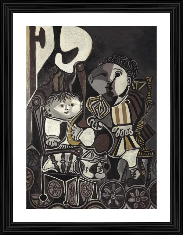 Claude_and_Paloma_1954,_A_Painting_by_Pablo_Picasso,_Framed,_Wall_Decor,_Multicolor