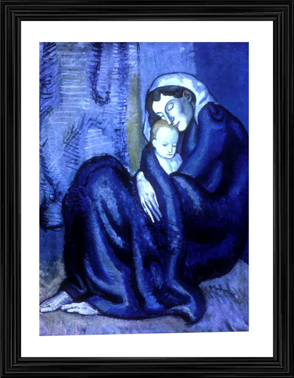 Mother_and_Child_1902,_A_Painting_by_Pablo_Picasso,_Framed,_Wall_Decor,_Multicolor