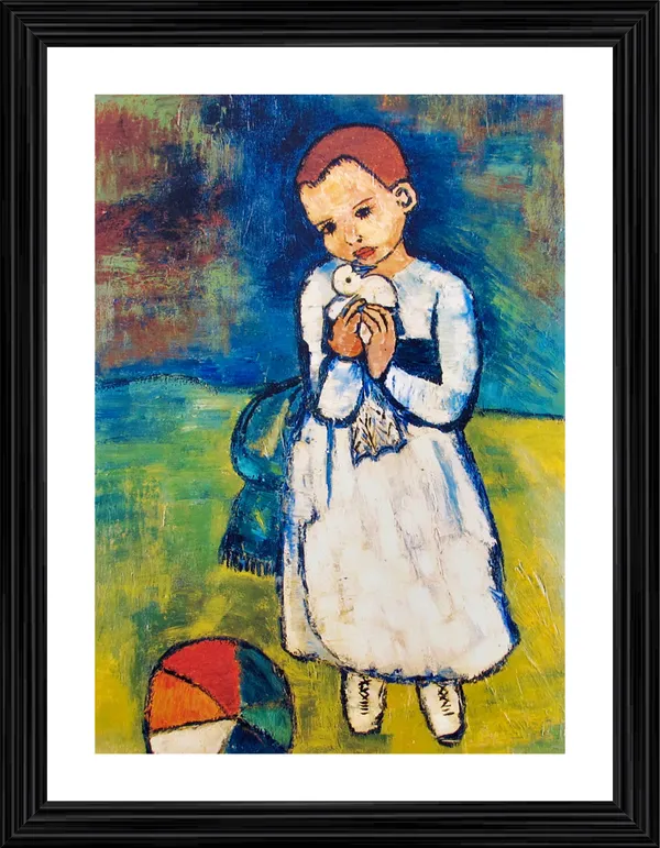 Child_with_A_Dove_1901,_A_Painting_by_Pablo_Picasso,_Framed,_Wall_Decor,_Multicolor