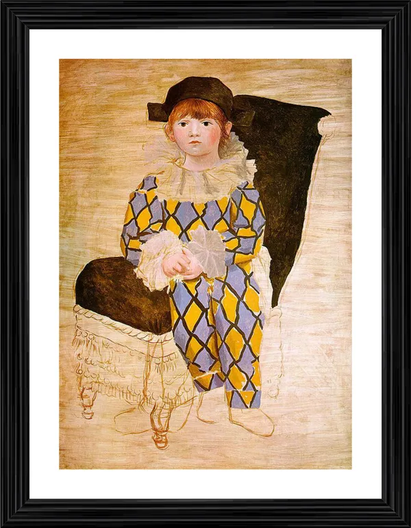 Paul_in_A_Clown_Suit_1924,_A_Painting_by_Pablo_Picasso,_Framed,_Wall_Decor,_Multicolor