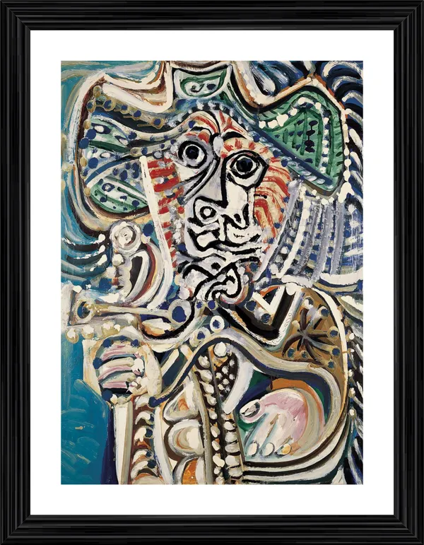 Musketeer_with_Sword_1972,_A_Painting_by_Pablo_Picasso,_Framed,_Wall_Decor,_Multicolor