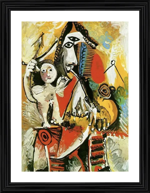 Musketeer_and_Amor_1969,_A_Painting_by_Pablo_Picasso,_Framed,_Wall_Decor,_Multicolor