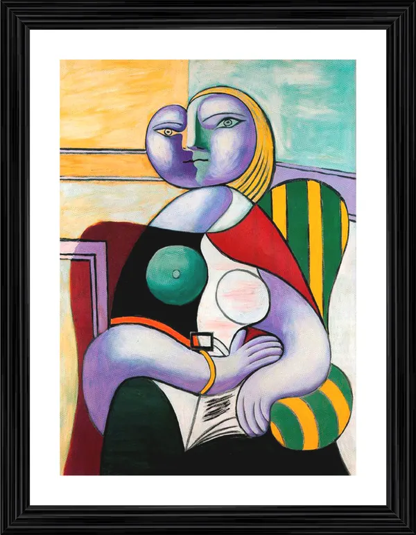 Reading_1932,_A_Painting_by_Pablo_Picasso,_Framed,_Wall_Decor,_Multicolor