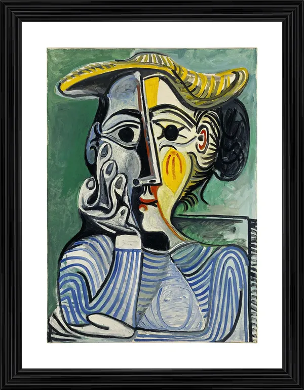 Woman_with_Yellow_Hat_1962,_A_Painting_by_Pablo_Picasso,_Framed,_Wall_Decor,_Multicolor