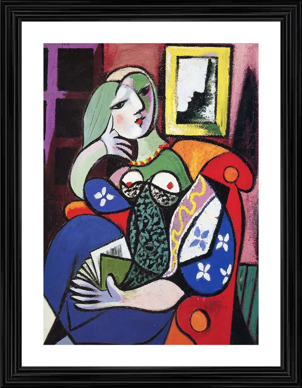 Woman_with_A_Book_1932,_A_Painting_by_Pablo_Picasso,_Framed,_Wall_Decor,_Multicolor