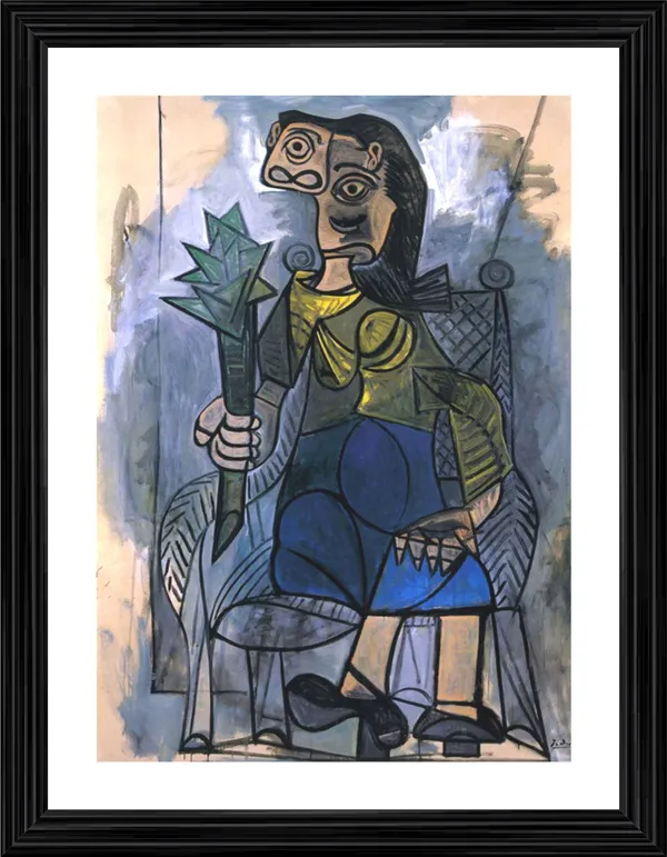 Woman_with_Artichoke_1941,_A_Painting_by_Pablo_Picasso,_Framed,_Wall_Decor,_Multicolor